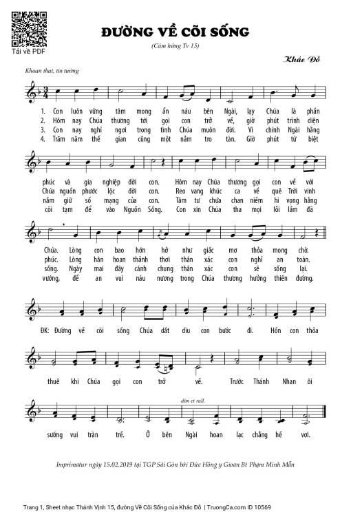 Sheet PDF of Thánh Vịnh 15, đường Về Cõi Sống