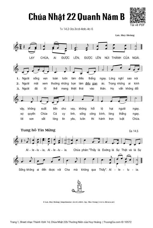 Sheet PDF of Thánh Vịnh 14, Chúa Nhật 22b Thường Niên