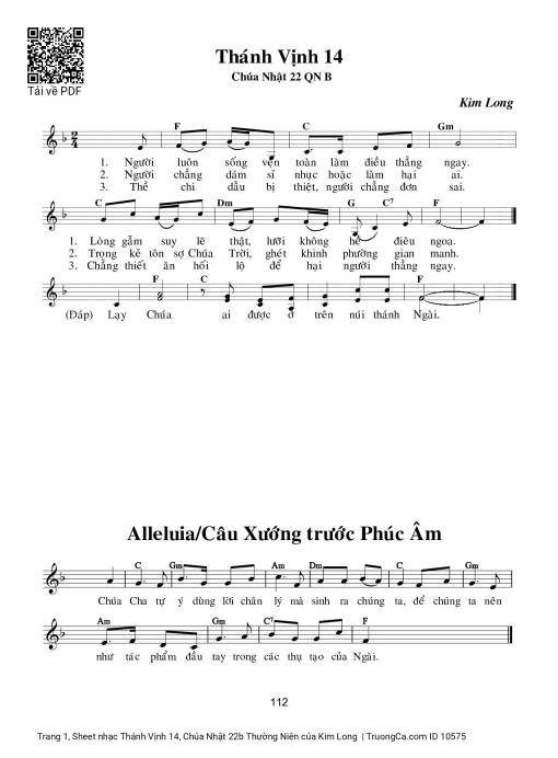 Sheet PDF of Thánh Vịnh 14, Chúa Nhật 22b Thường Niên