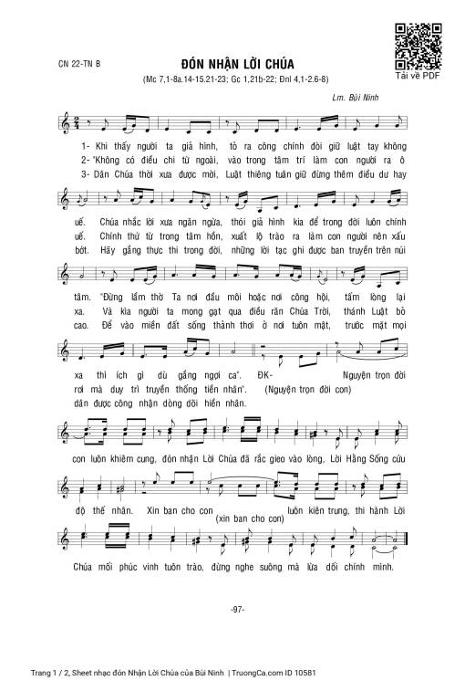 Sheet PDF of đón Nhận Lời Chúa