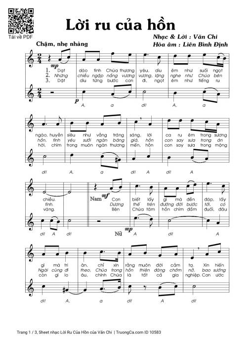 Sheet PDF of Lời Ru Của Hồn