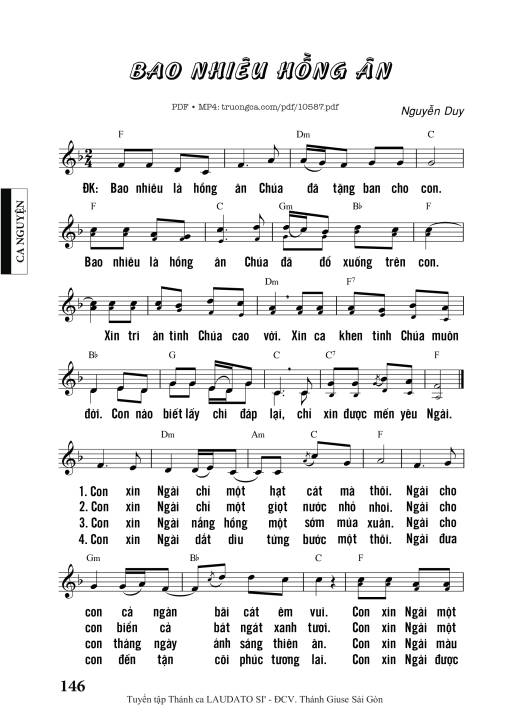 Sheet PDF of Bao Nhiêu Hồng ân