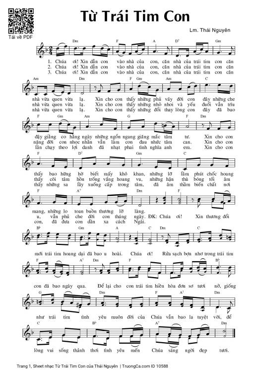 Sheet PDF of Từ Trái Tim Con