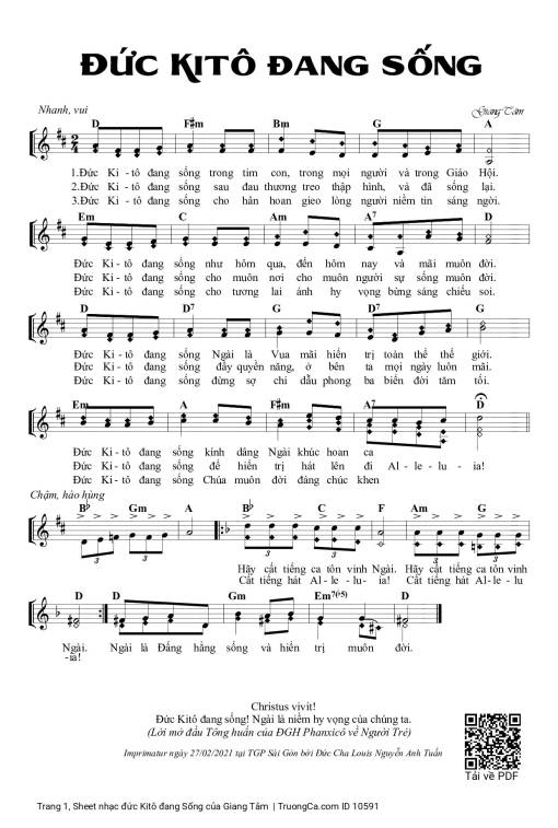 Sheet PDF of đức Kitô đang Sống