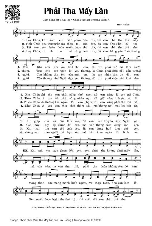 Sheet PDF of Phải Tha Mấy Lần