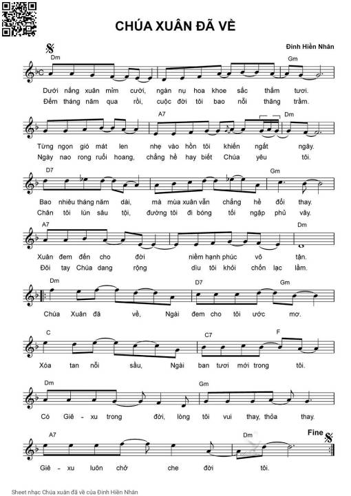 Sheet PDF of Chúa xuân đã về