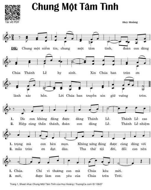 Sheet PDF of Chung Một Tâm Tình
