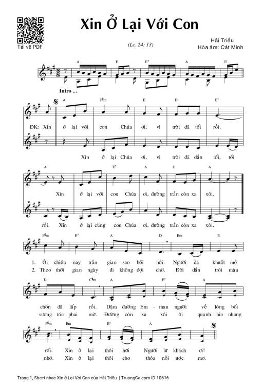 Sheet PDF of Xin ở Lại Với Con