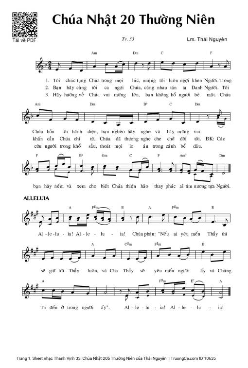 Sheet PDF of Thánh Vịnh 33