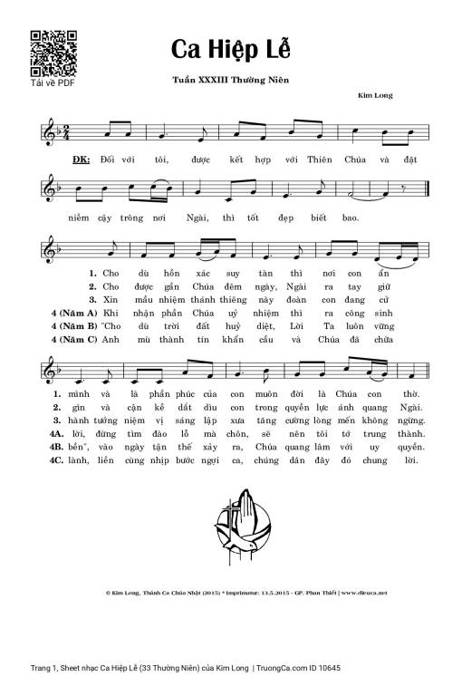 Sheet PDF of Ca Hiệp Lễ (33 Thường Niên)