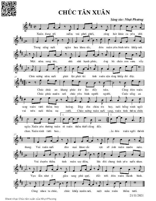 Sheet PDF of Chúc tân xuân