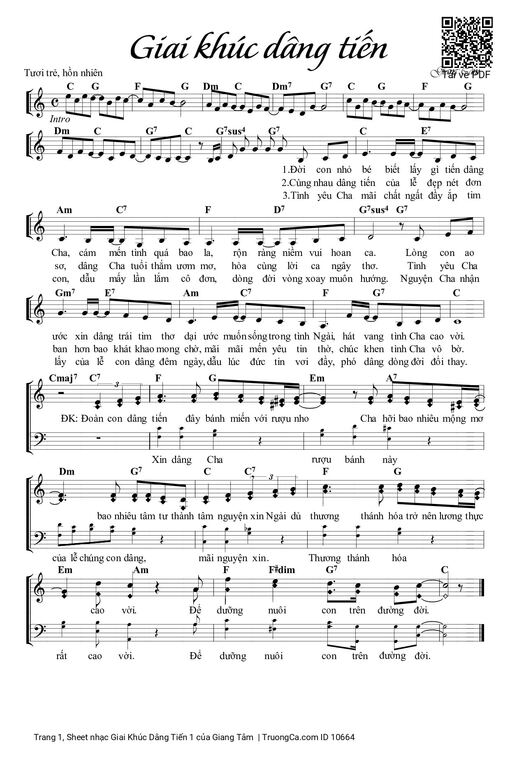 Sheet PDF of Giai Khúc Dâng Tiến 1