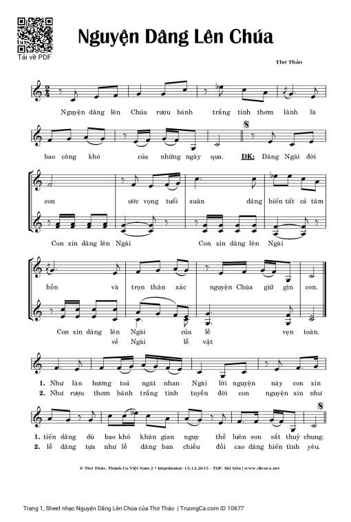 Sheet PDF of Nguyện Dâng Lên Chúa