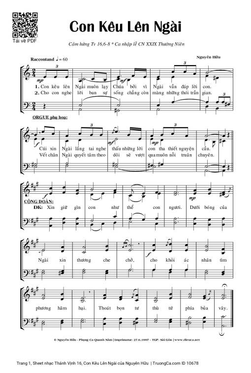 Thánh Vịnh 16, Con Kêu Lên Ngài