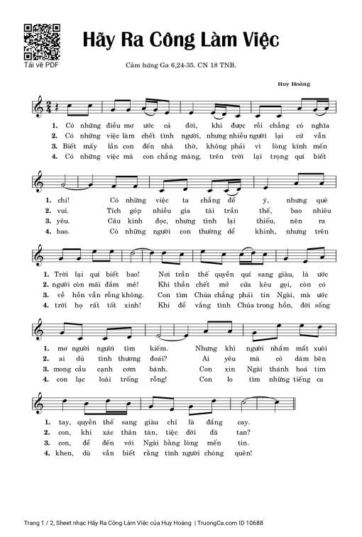 Sheet PDF of Hãy Ra Công Làm Việc