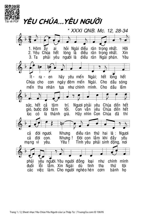 Sheet PDF of Yêu Chúa Yêu Người