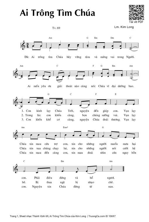 Sheet PDF of Thánh Vịnh 69, Ai Trông Tìm Chúa