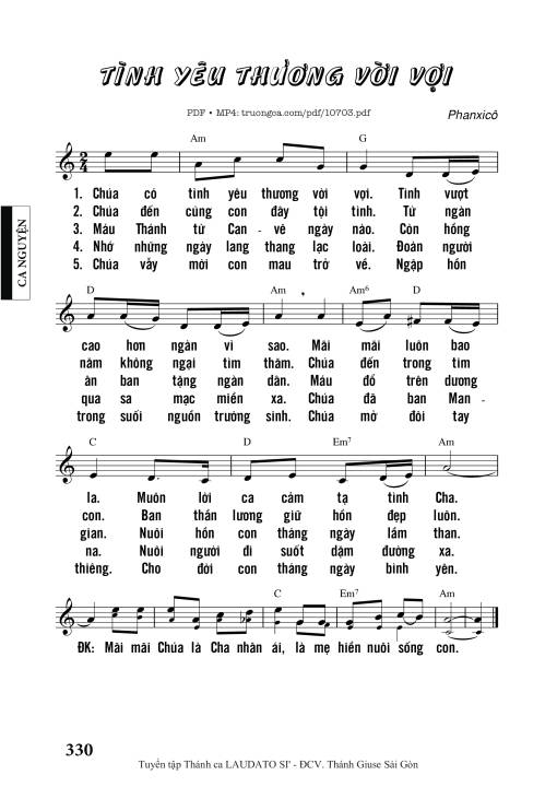 Sheet PDF of Tình Yêu Thương Vời Vợi