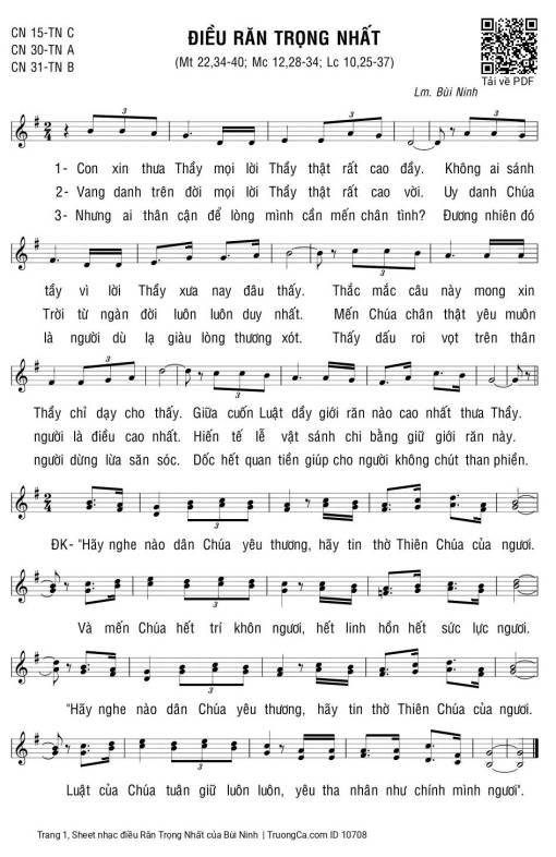 Sheet PDF of điều Răn Trọng Nhất