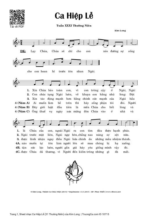 Sheet PDF of Ca Hiệp Lễ (31 Thường Niên)
