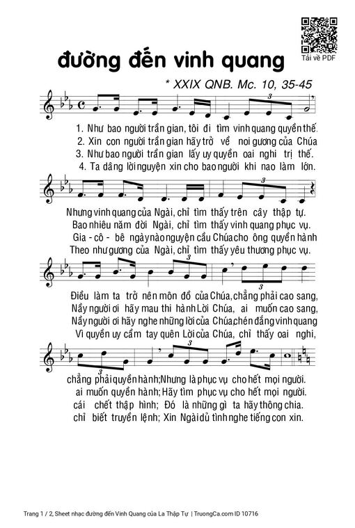 Sheet PDF of đường đến Vinh Quang