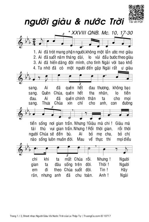 Sheet PDF of Người Giàu Và Nước Trời