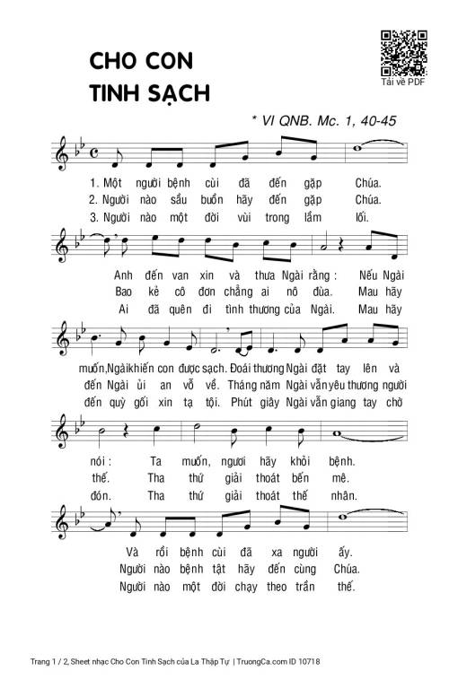 Sheet PDF of Cho Con Tinh Sạch