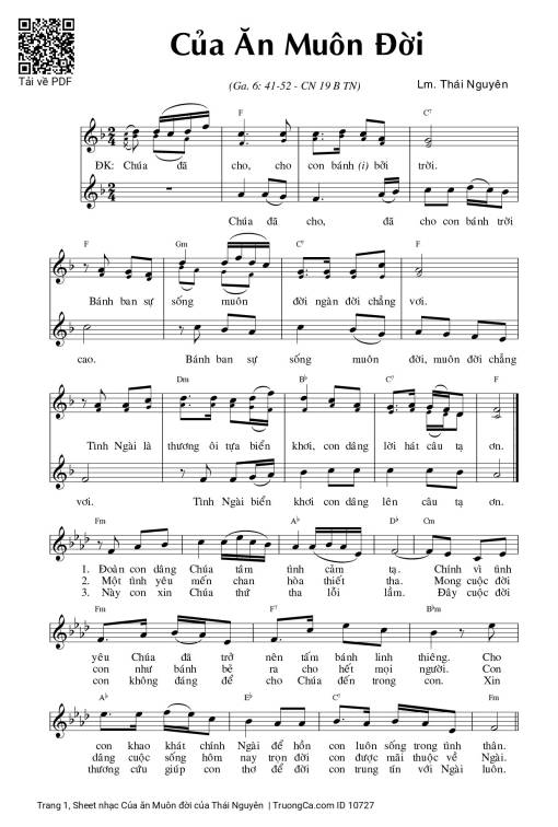 Sheet PDF of Của ăn Muôn đời