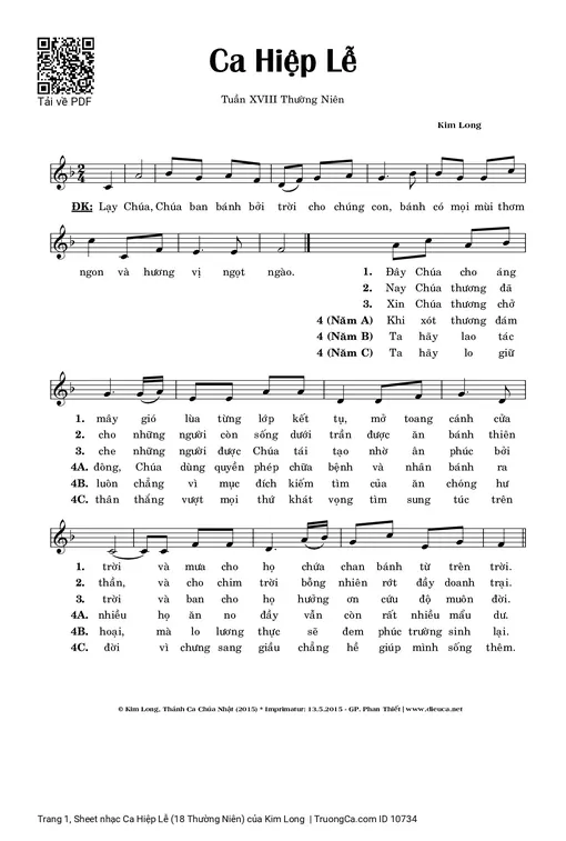 Ca Hiệp Lễ (18 Thường Niên)