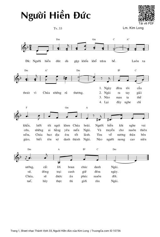 Sheet PDF of Thánh Vịnh 33, Người Hiền đức