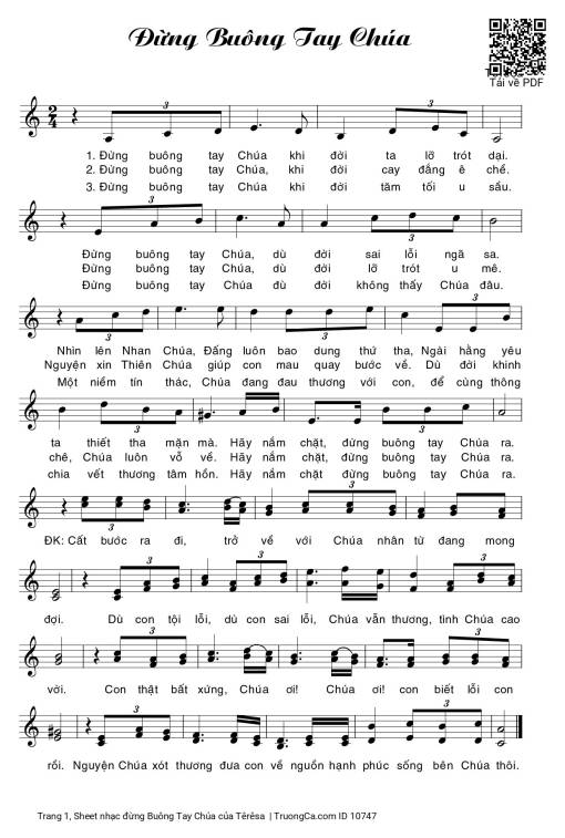 Sheet PDF of đừng Buông Tay Chúa