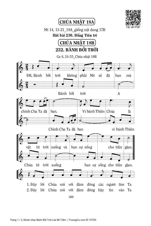 Sheet PDF of Bánh Bởi Trời