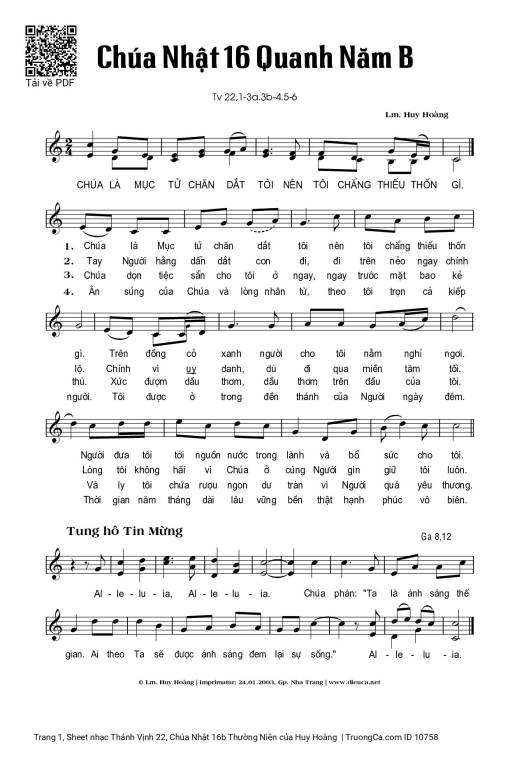 Sheet PDF of Thánh Vịnh 22, Chúa Nhật 16b Thường Niên