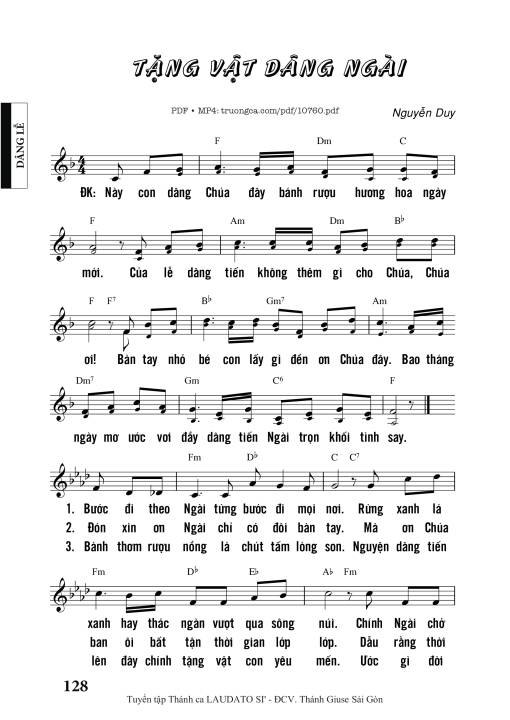 Sheet PDF of Tặng Vật Dâng Ngài