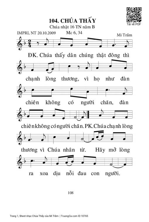Sheet PDF of Chúa Thấy - Mi Trầm