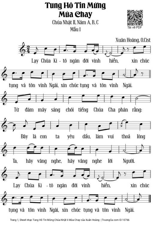 Tung Hô Tin Mừng Chúa Nhật Ii Mùa Chay