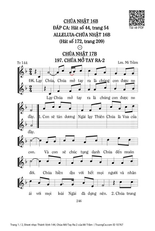 Thánh Vịnh 144, Chúa Mở Tay Ra 2