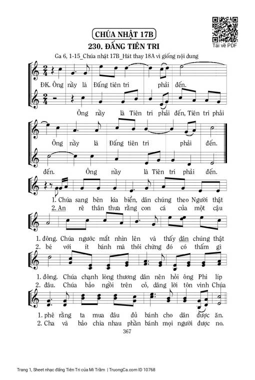 Sheet PDF of đấng Tiên Tri