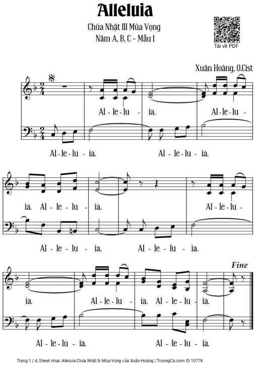 Sheet PDF of Alleluia Chúa Nhật Iii Mùa Vọng