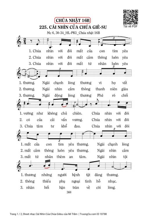 Sheet PDF of Cái Nhìn Của Chúa Giêsu