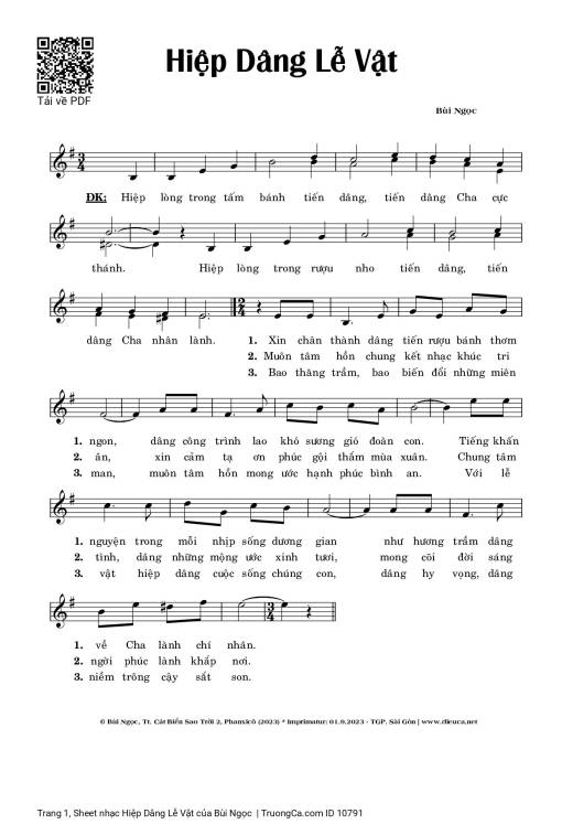 Sheet PDF of Hiệp Dâng Lễ Vật