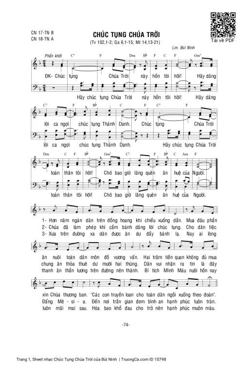 Sheet PDF of Chúc Tụng Chúa Trời