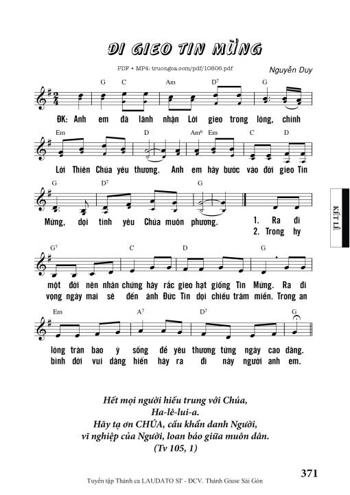 Sheet PDF of đi Gieo Tin Mừng