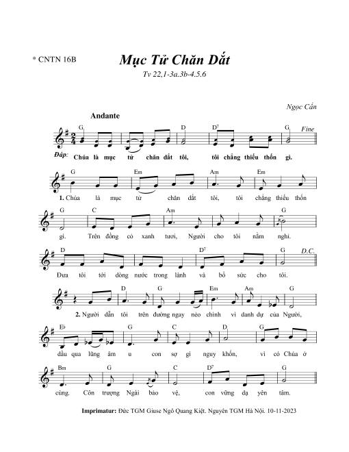 Sheet PDF of Thánh Vịnh 22, Mục Tử Chăn Dắt