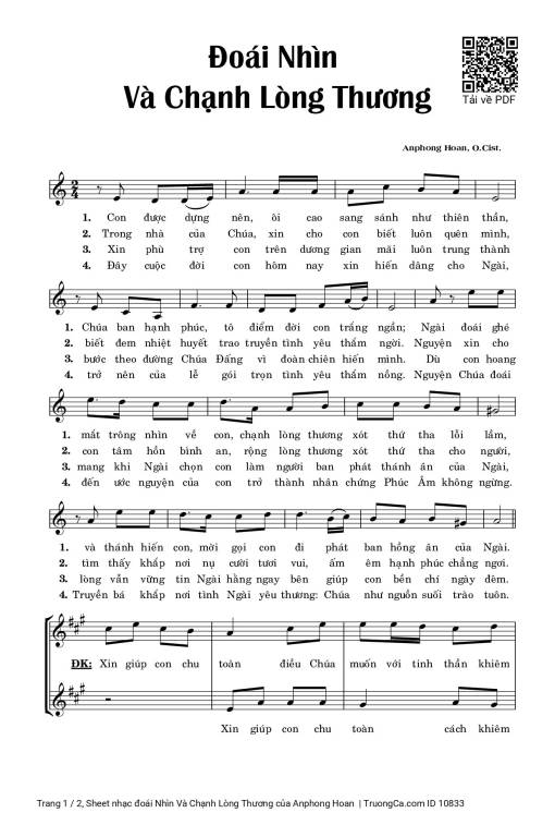Sheet PDF of đoái Nhìn Và Chạnh Lòng Thương