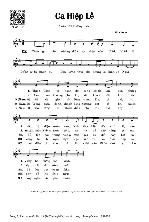 Ca Hiệp Lễ (16 Thường Niên)