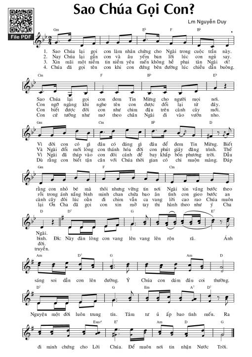 Sheet PDF of Sao Chúa Gọi Con