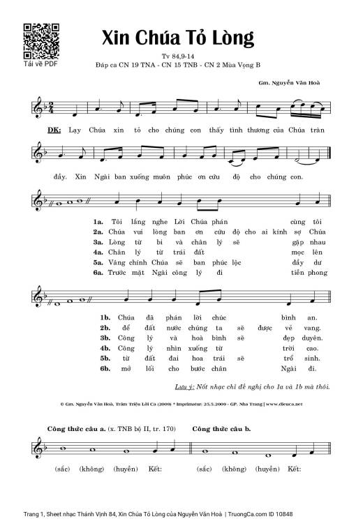 Thánh Vịnh 84, Xin Chúa Tỏ Lòng