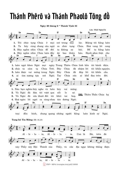 Sheet PDF of Thánh Vịnh 33, Thánh Phêrô Và Thánh Phaolô Tông đồ 29.06