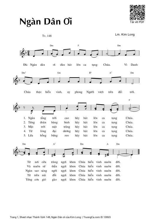 Sheet PDF of Thánh Vịnh 148, Ngàn Dân ơi